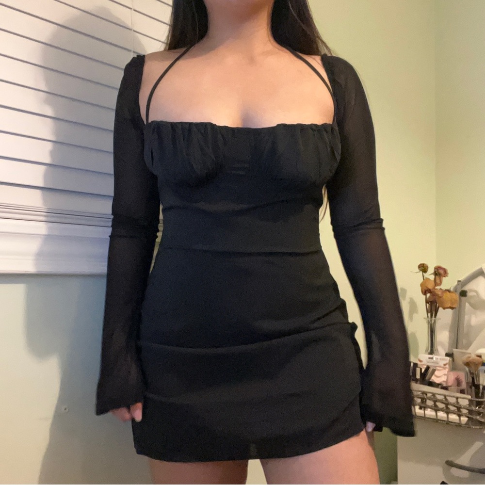 Princess Polly Sheer Sleeve Mini Dress